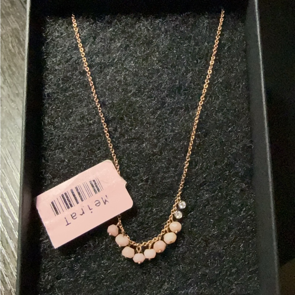 Meira T 14kt Rose Gold Pink Opal and Diamond Charm Necklace